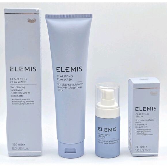 ELEMIS Clarifying Serum 1.0 Oz & Clay Skin Clearing Wash 5.0 oz - Picture 1 of 4